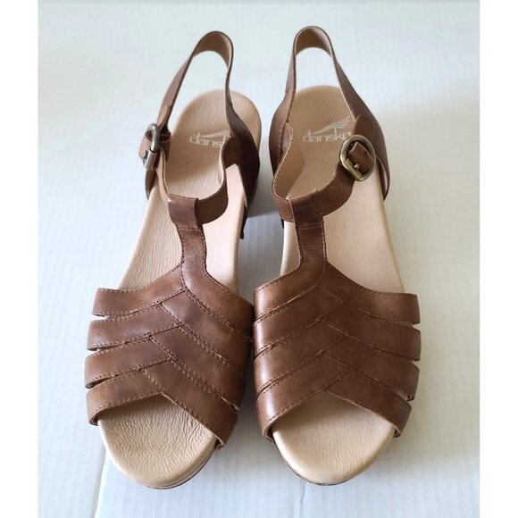 Dansko Mara Leather Open Toe T-Strap Clog Sandals Size EU 41 US 10 Brown NWOB - Picture 3 of 10